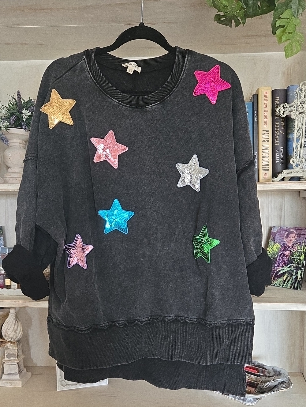 ODDY Black Sequin Star Sweatshirt